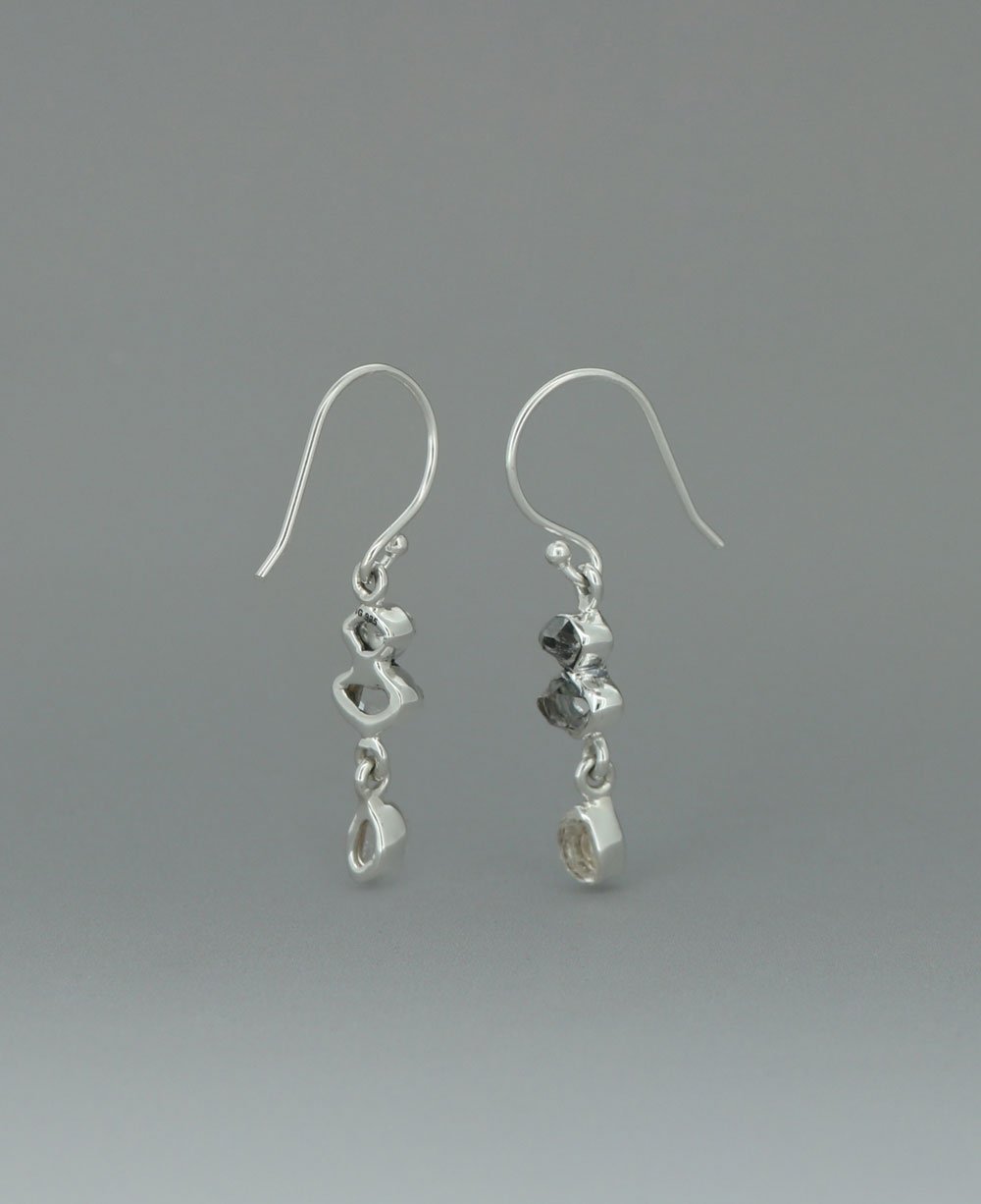 Sterling Silver Herkimer Quartz Triple Stone Earrings - Earrings