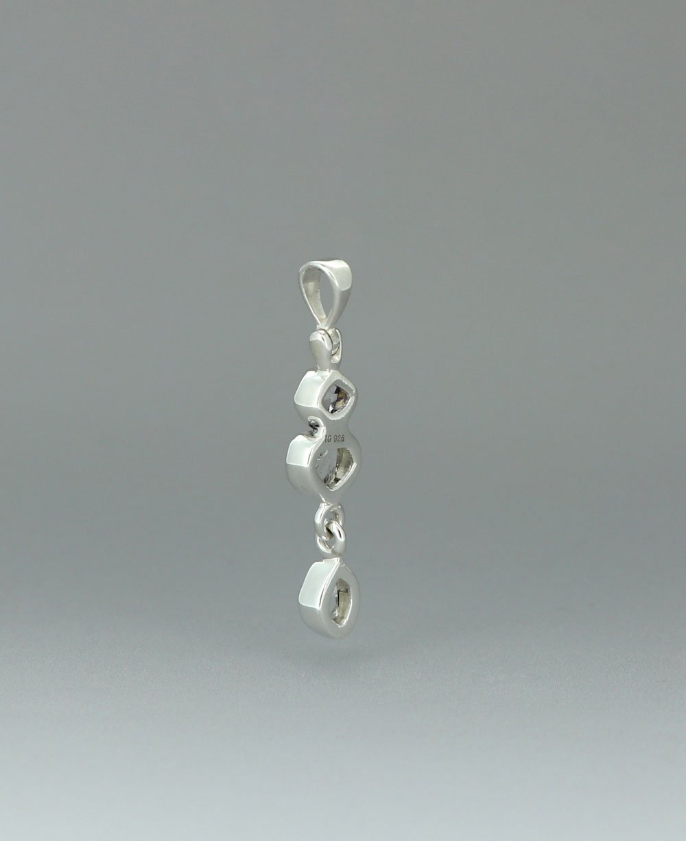 Sterling Silver Herkimer Quartz Triple Stone Pendant - Charms & Pendants