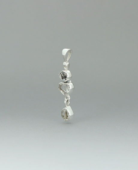 Sterling Silver Herkimer Quartz Triple Stone Pendant - Charms & Pendants