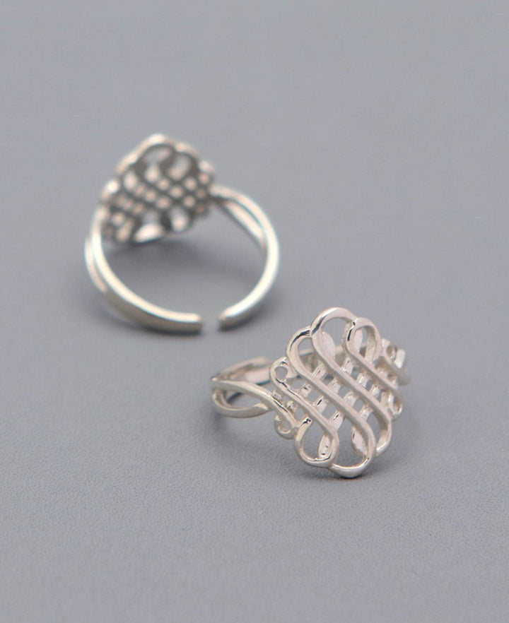 Sterling Silver Infinite Knot Adjustable Ring - -