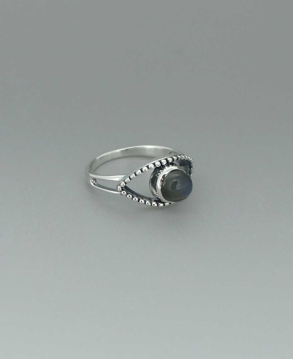 Sterling Silver Labradorite Evil Eye Insight Ring - Rings 6