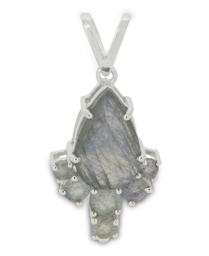 Sterling Silver Labradorite Gemstone Prong Pendant - Charms & Pendants