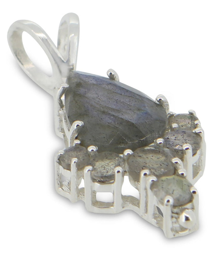 Sterling Silver Labradorite Gemstone Prong Pendant - Charms & Pendants