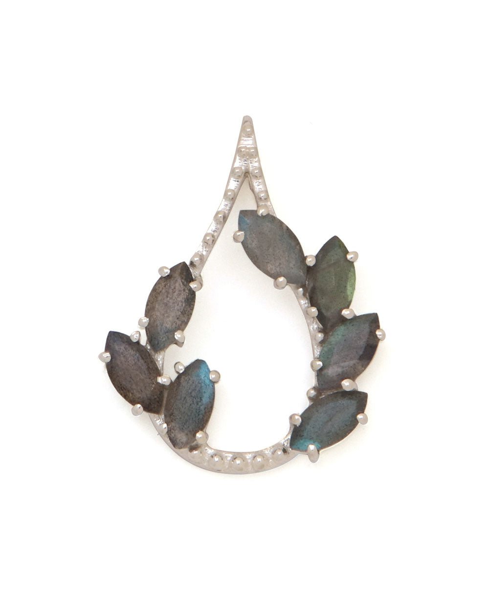 Sterling Silver Labradorite Gemstone Vine Pendant - Charms & Pendants