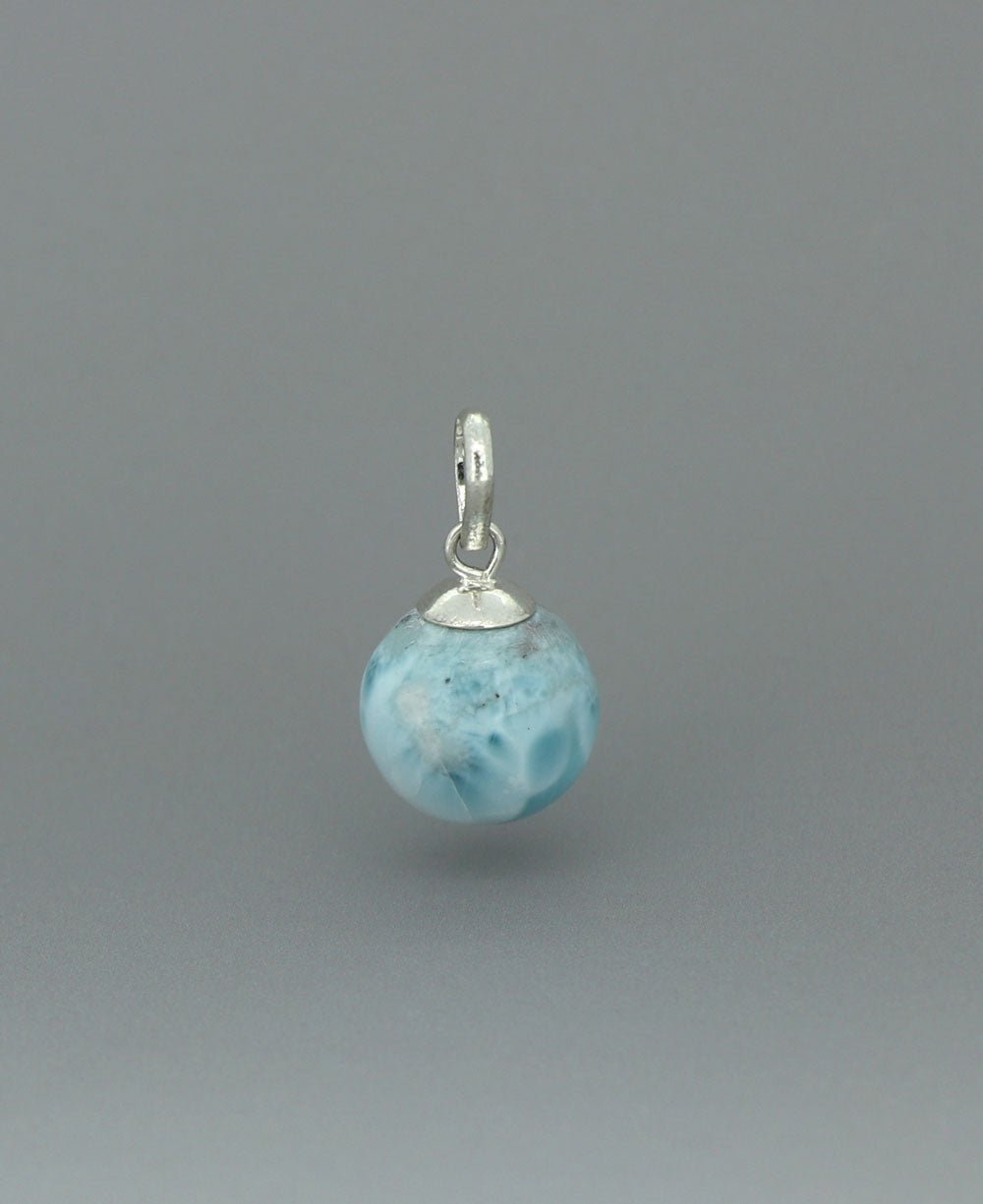 Sterling Silver Larimar Bead Minimalist Pendant - Charms & Pendants