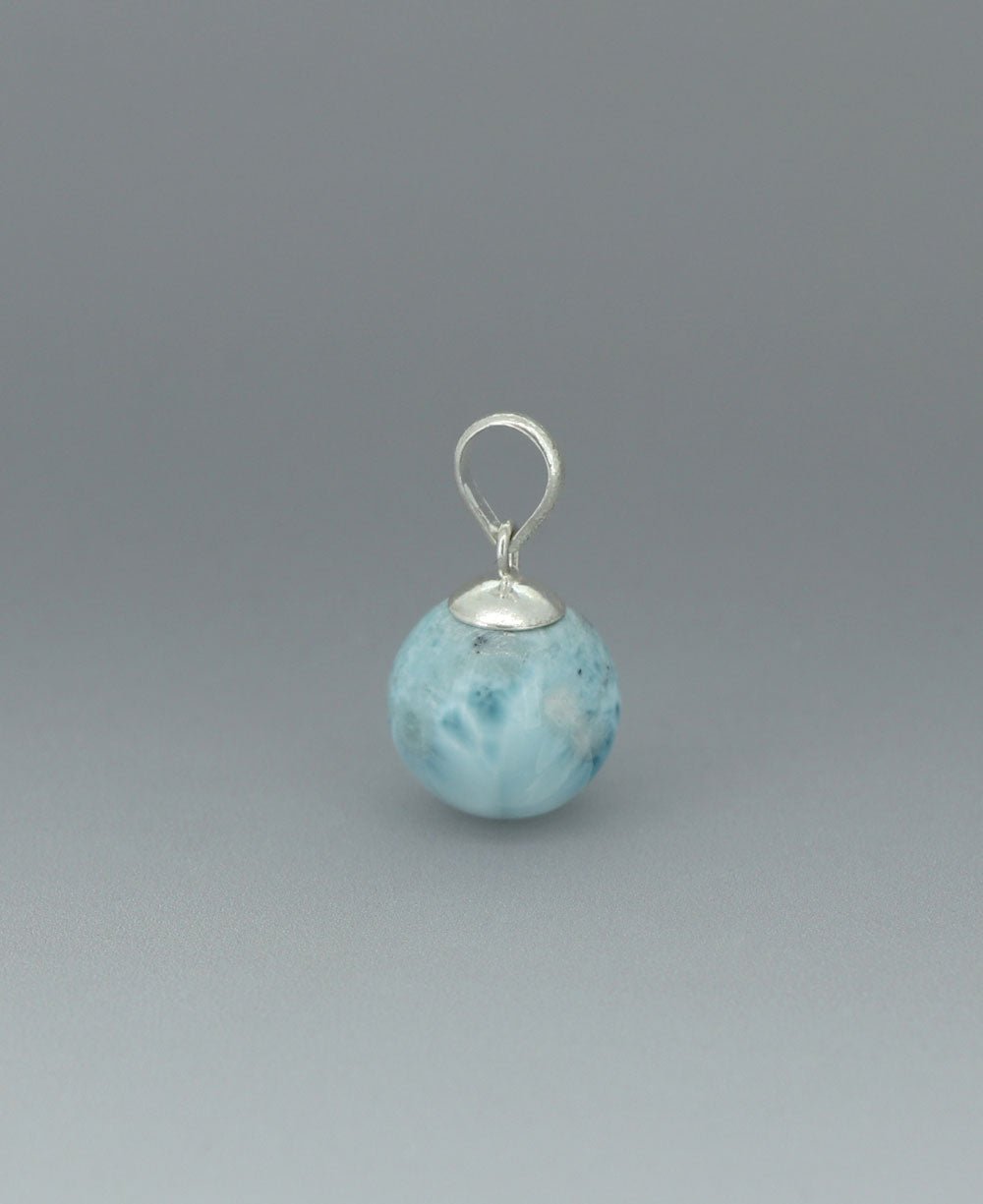 Sterling Silver Larimar Bead Minimalist Pendant - Charms & Pendants