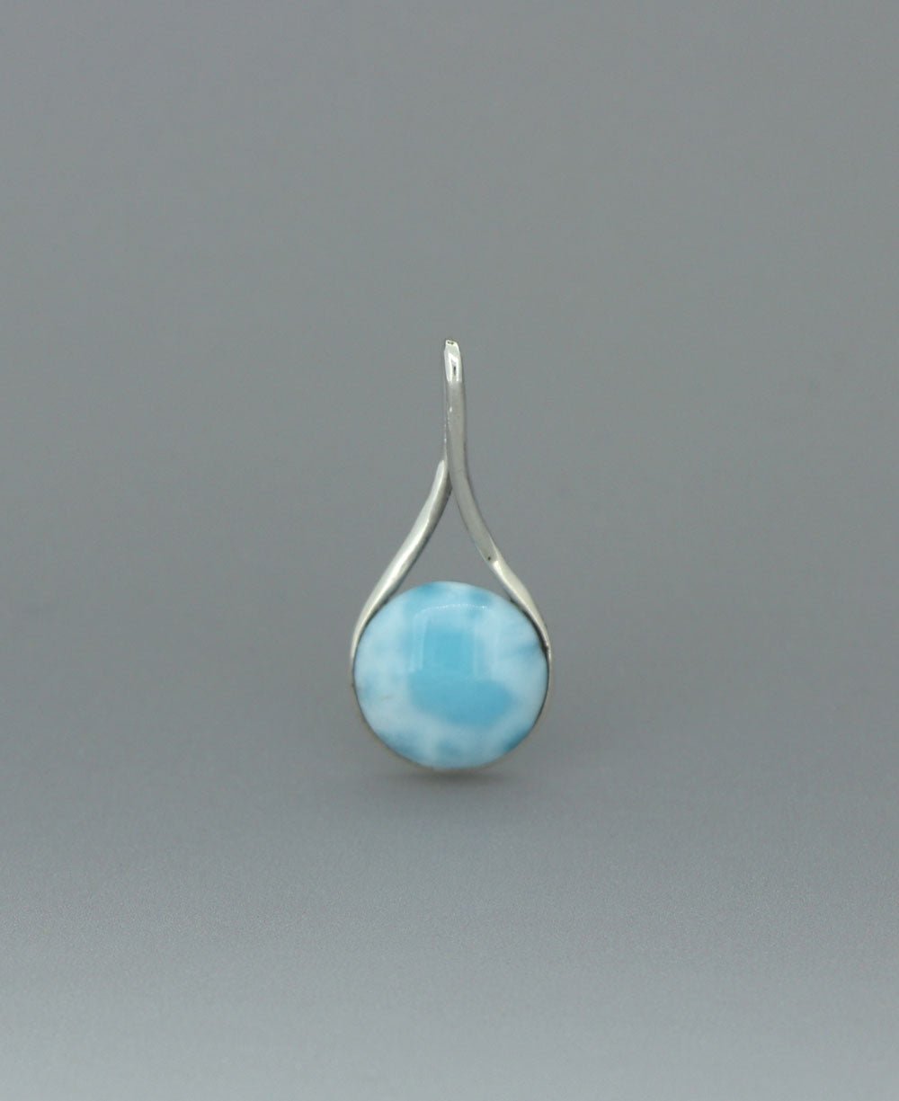 Sterling Silver Larimar Bead Twist Pendant - Charms & Pendants