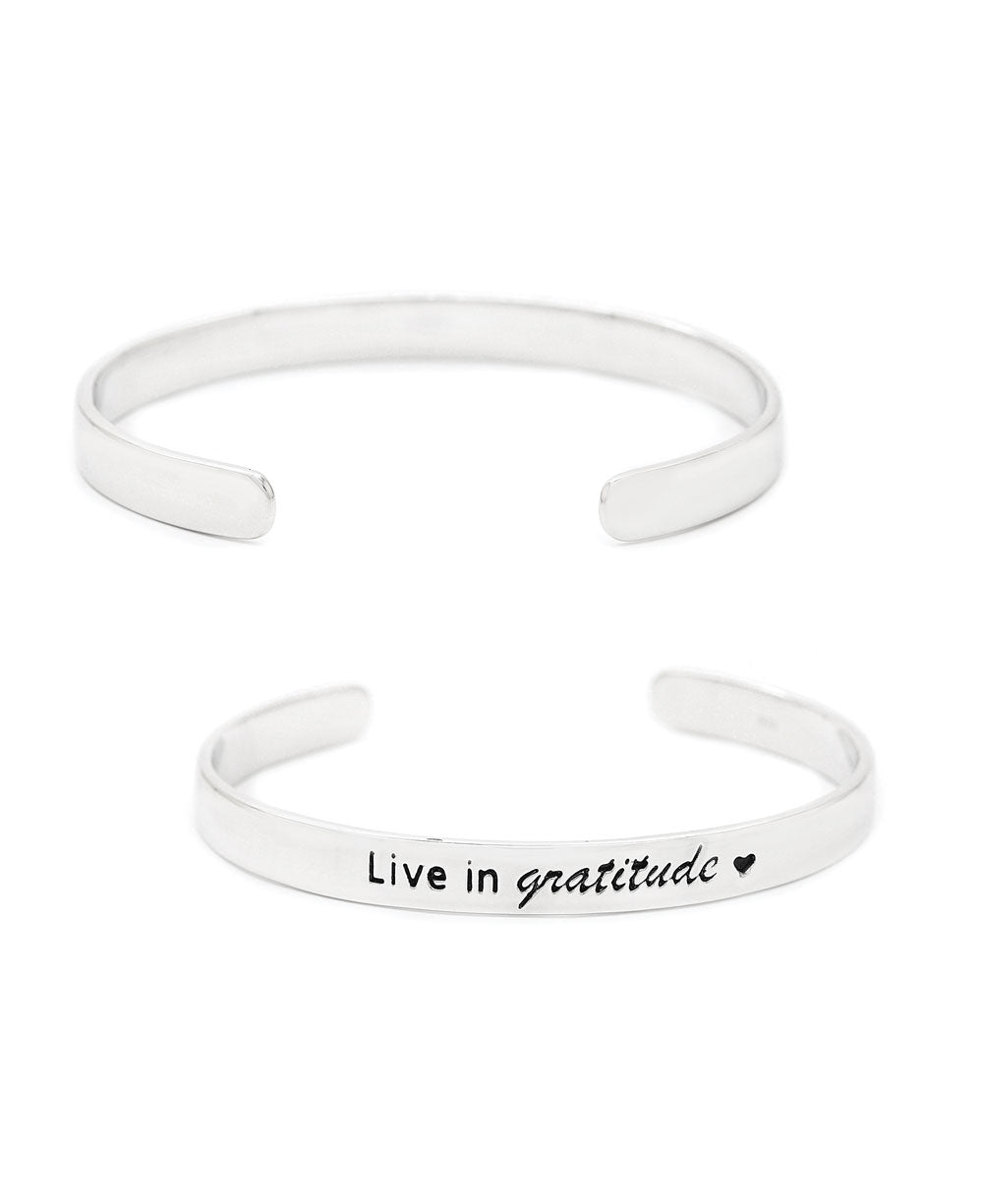 Sterling Silver Live in Gratitude Mantra Bracelet - Bracelets