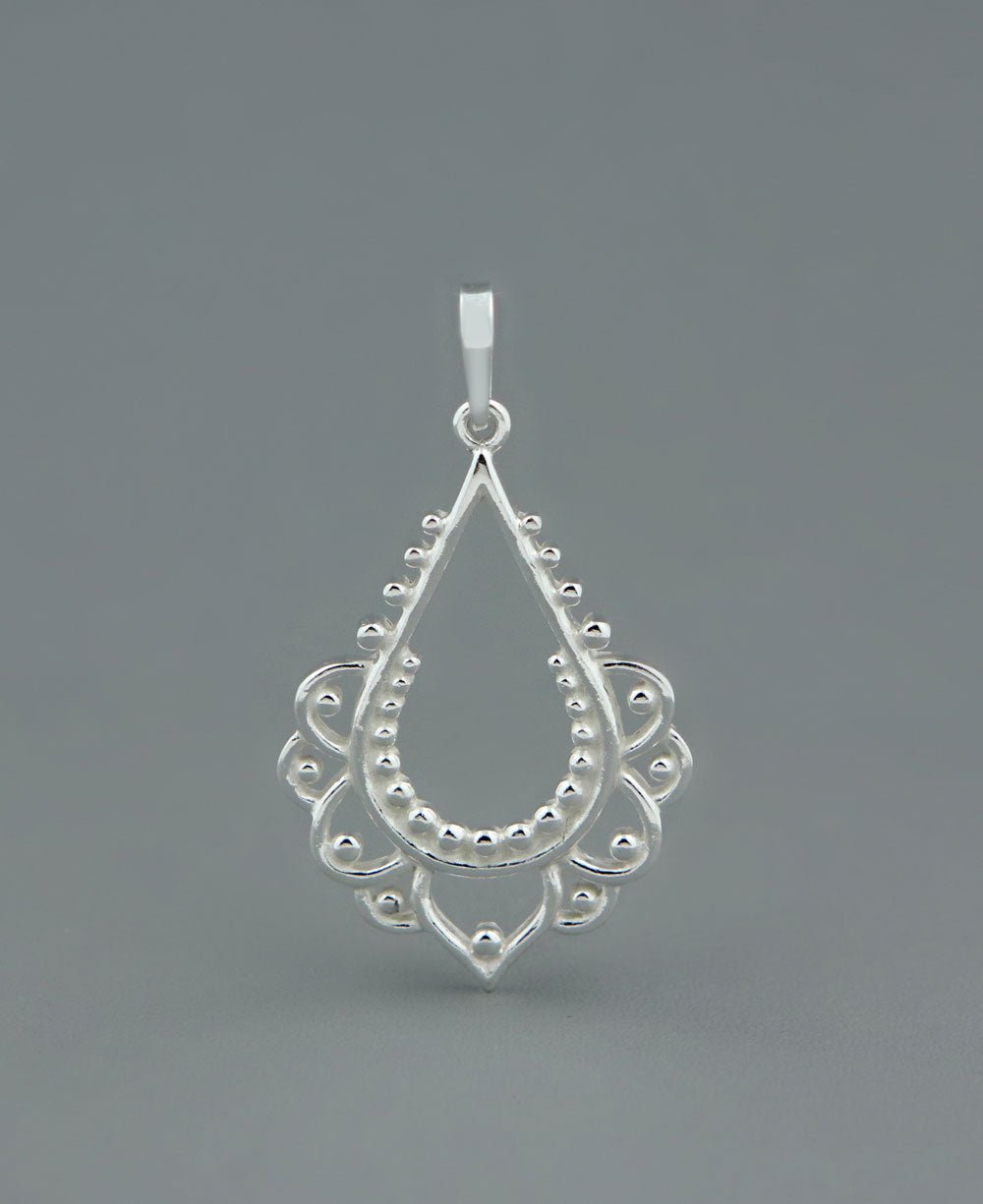 Sterling Silver Lotus Inspired Pendant - Charms & Pendants