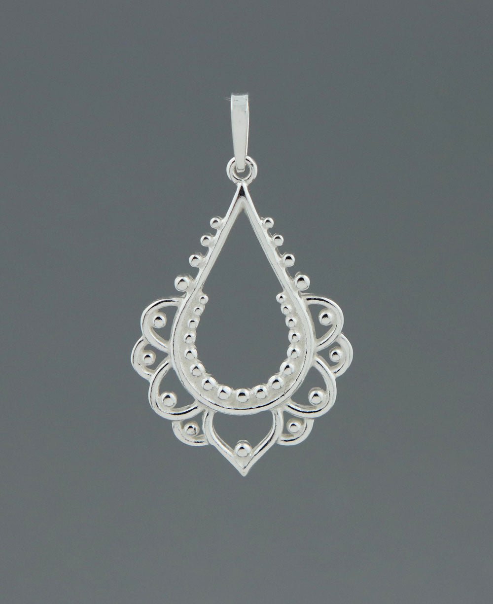 Sterling Silver Lotus Inspired Pendant - Charms & Pendants
