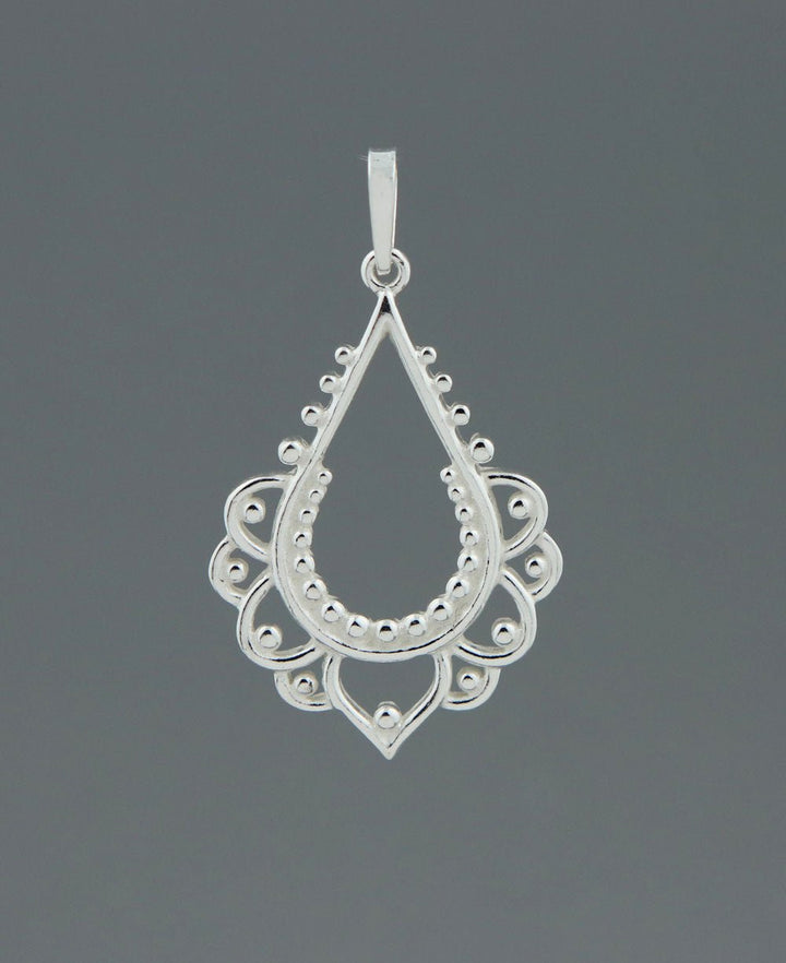 Sterling Silver Lotus Inspired Pendant - Charms & Pendants