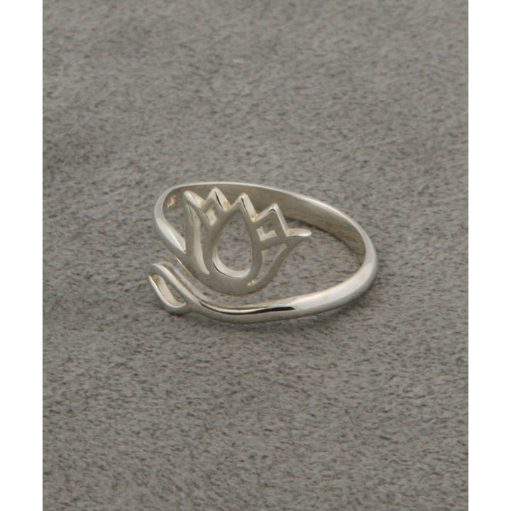 Sterling Silver Lotus Ring, Adjustable - Rings