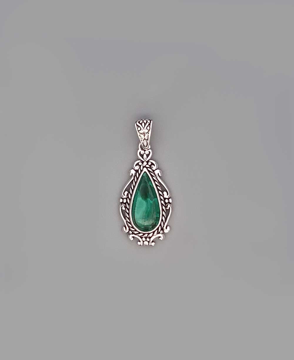 Sterling Silver Malachite Pendant - Charms & Pendants