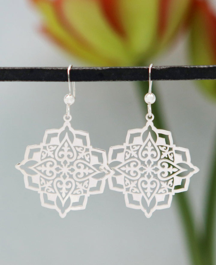 Sterling Silver Mandala Earrings -