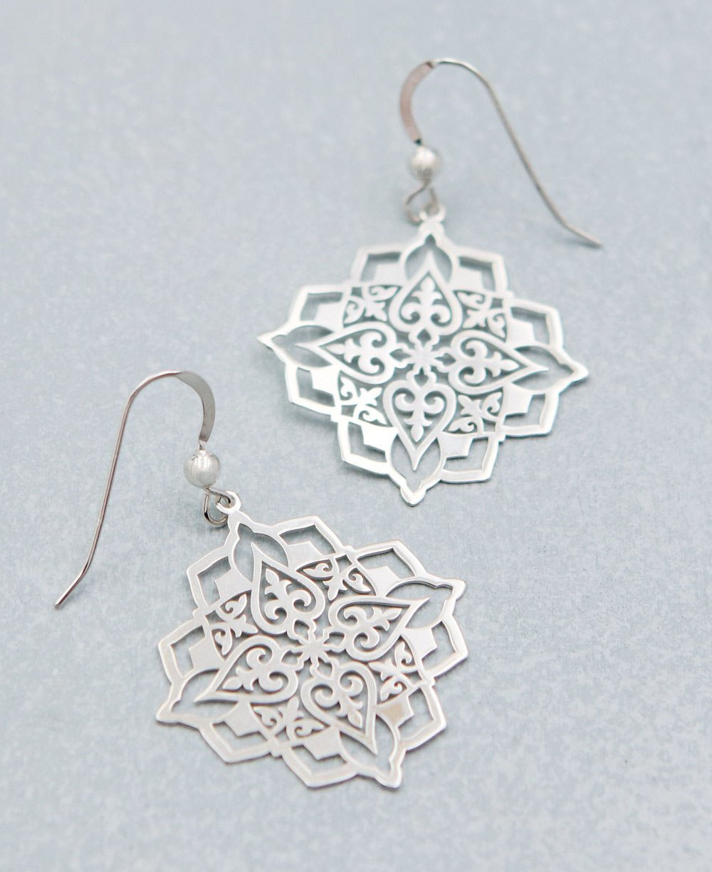 Silver mandala deals earrings