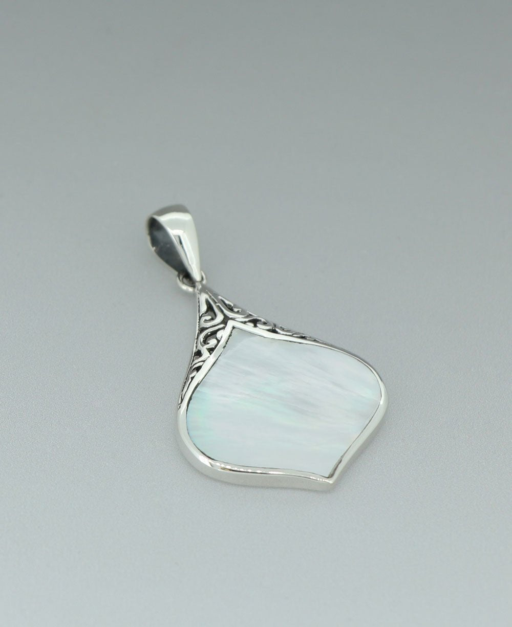 Sterling Silver Mother Of Pearl Lotus Petal Pendant - Charms & Pendants