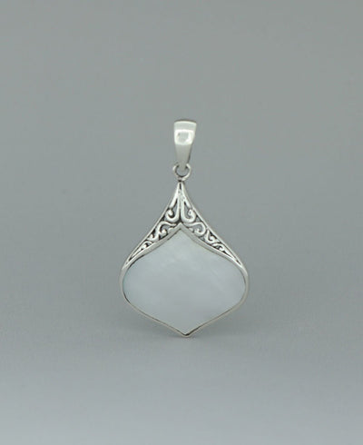 Sterling Silver Mother Of Pearl Lotus Petal Pendant - Charms & Pendants