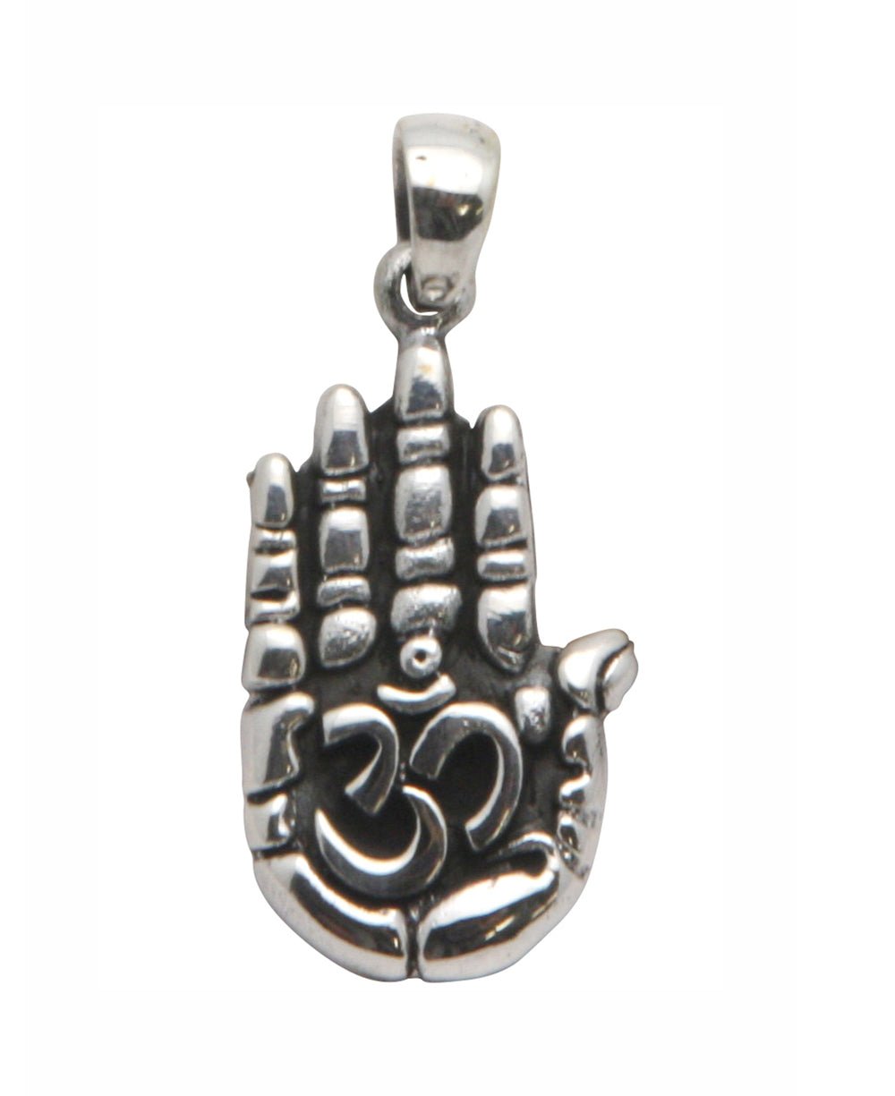 Sterling Silver Mudra Hand Om Pendant - Charms & Pendants