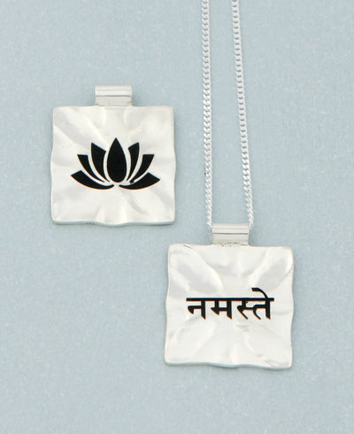 Sterling Silver Namaste Lotus Necklace - Necklaces