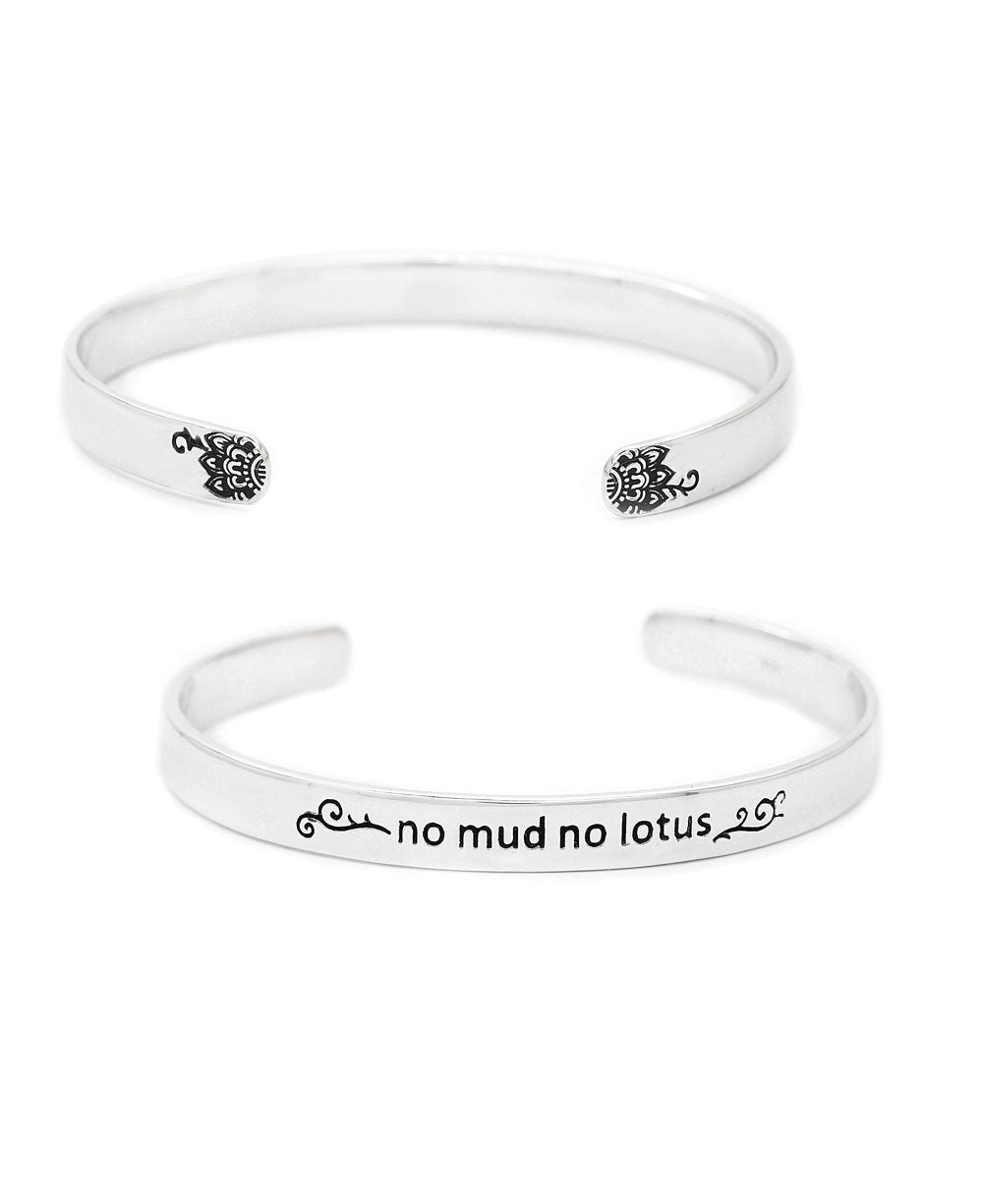 Sterling Silver No Mud No Lotus Mantra Bracelet - Bracelets