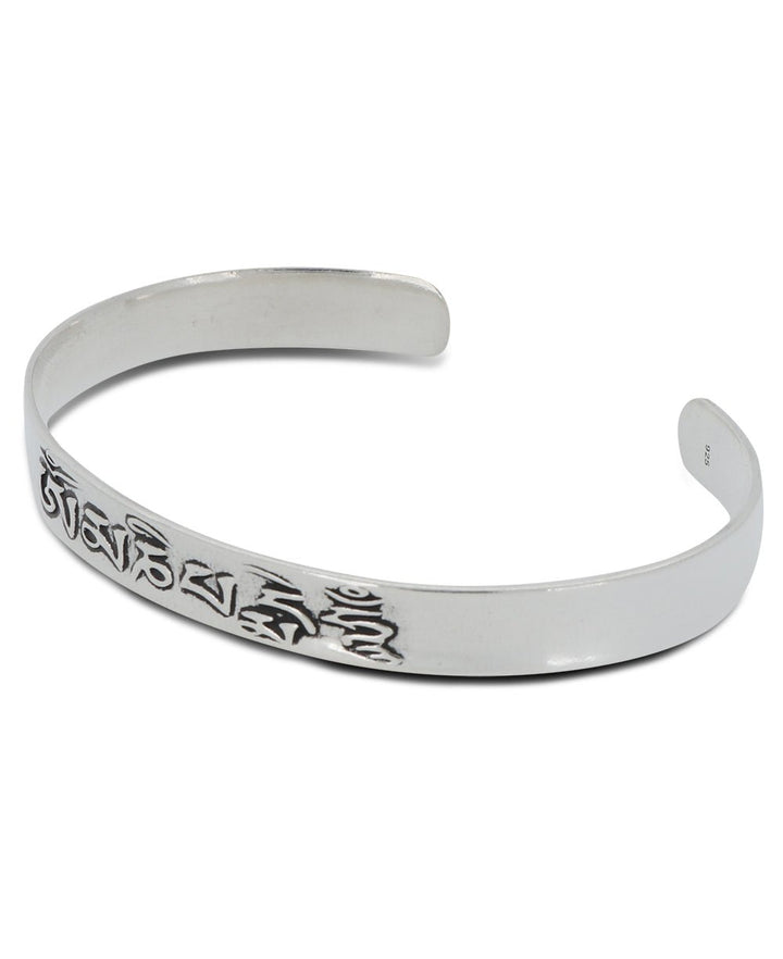 Sterling SIlver Om Mani Padme Hum Mantra Cuff Bracelet - Bracelets 6.25"