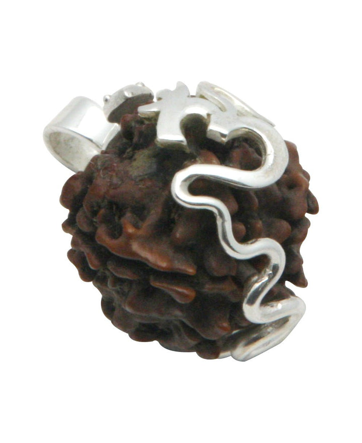 Sterling Silver Om Pendant with Rudraksha Seed - Charms & Pendants