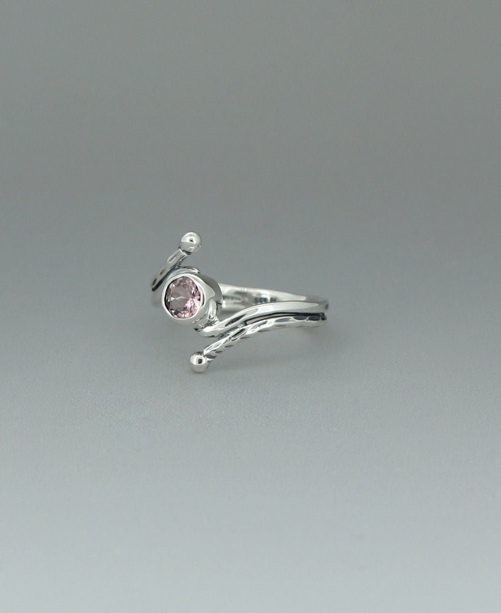 Sterling Silver Pink Tourmaline Ring With Rope Detailing - Rings 6
