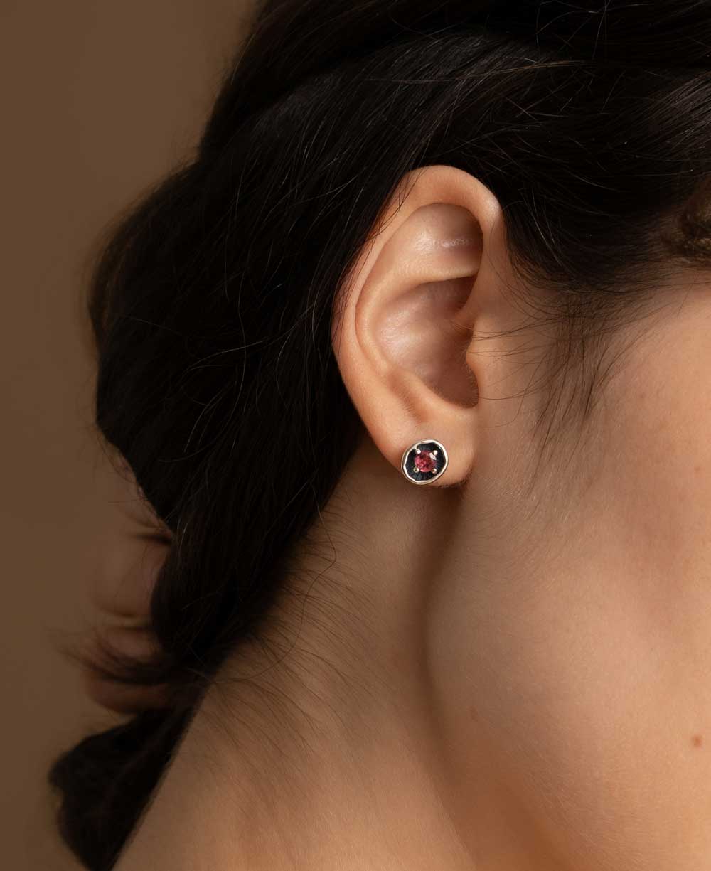 Sterling Silver Premium Pink Tourmaline Stud Earrings - Earrings