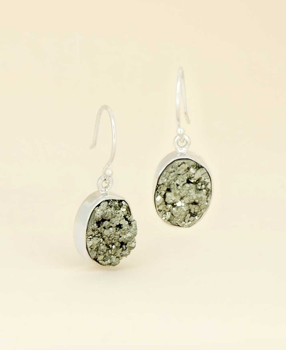 Sterling Silver Pyrite Gemstone Earrings - Earrings