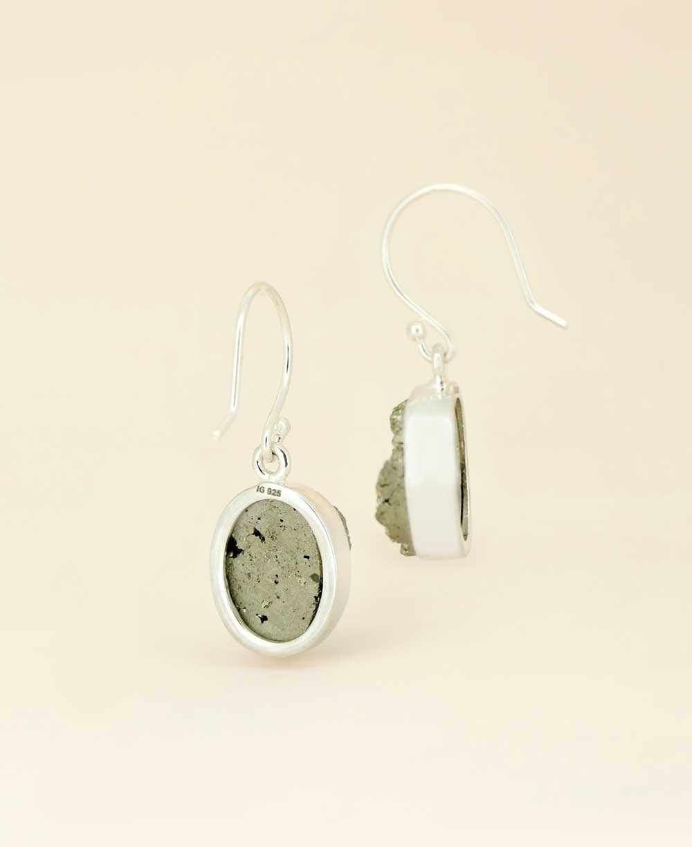 Sterling Silver Pyrite Gemstone Earrings - Earrings