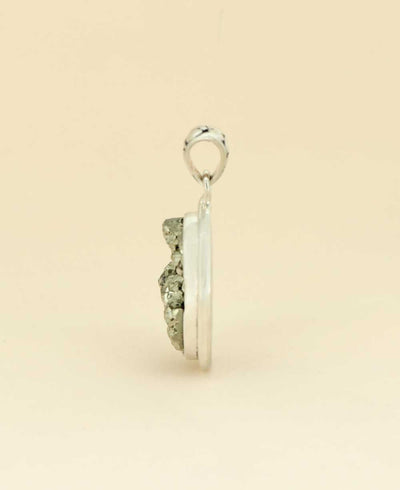 Sterling Silver Pyrite Gemstone Pendant - Charms & Pendants