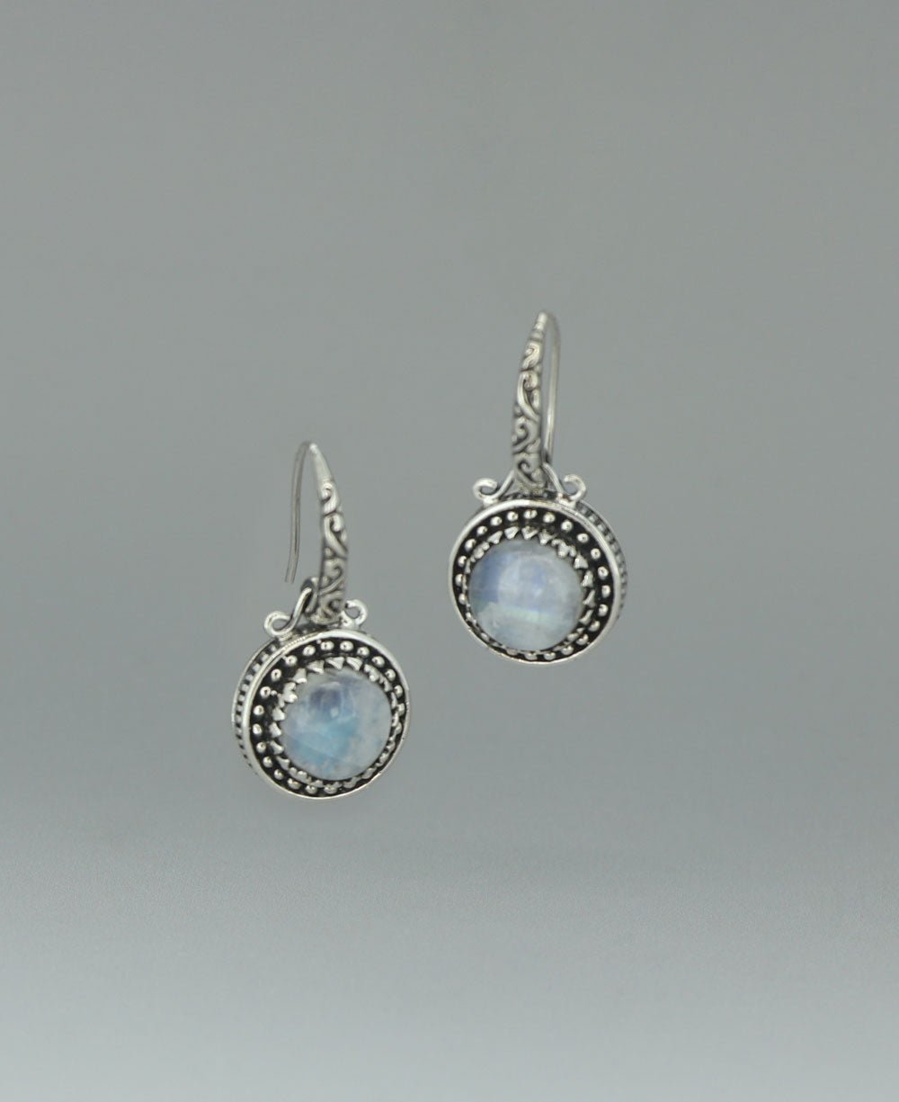Sterling Silver Rainbow Moonstone Filigree Earrings - Earrings