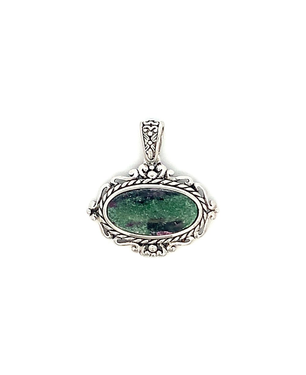 Sterling Silver Ruby Zoisite Pendant - Charms & Pendants