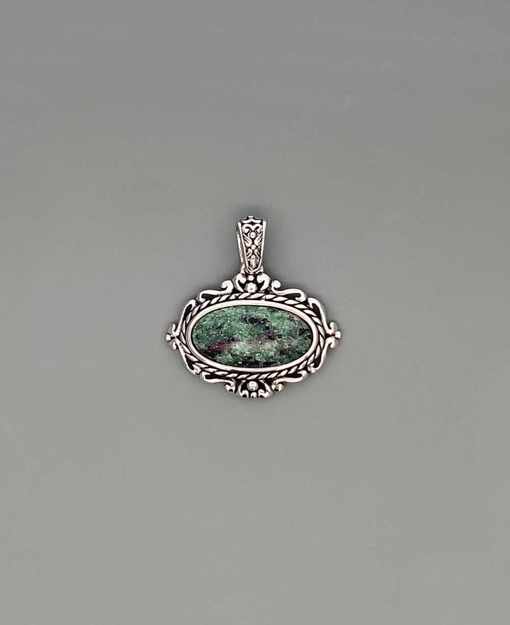 Sterling Silver Ruby Zoisite Pendant - Charms & Pendants