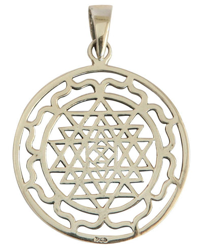 Sterling Silver Sacred Geometry Yantra Pendant -