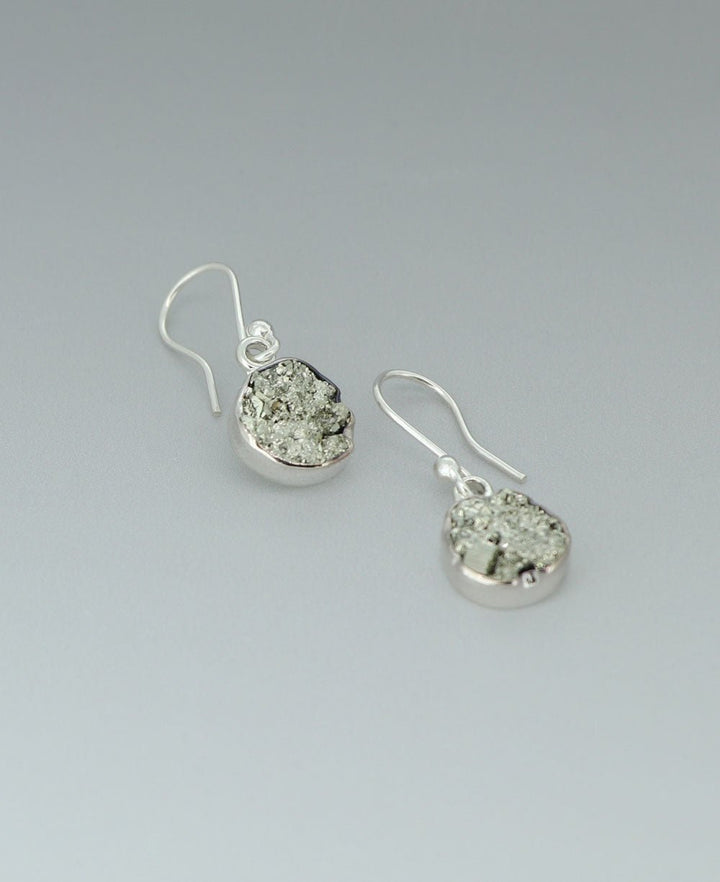 Sterling Silver Small Pyrite Gemstone Earrings - Earrings