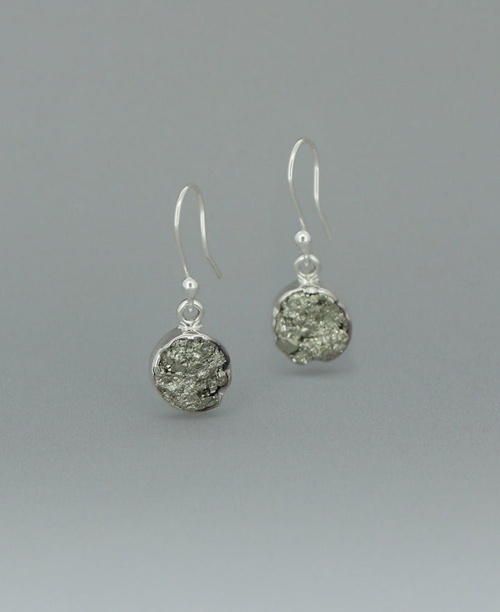 Sterling Silver Small Pyrite Gemstone Earrings - Earrings