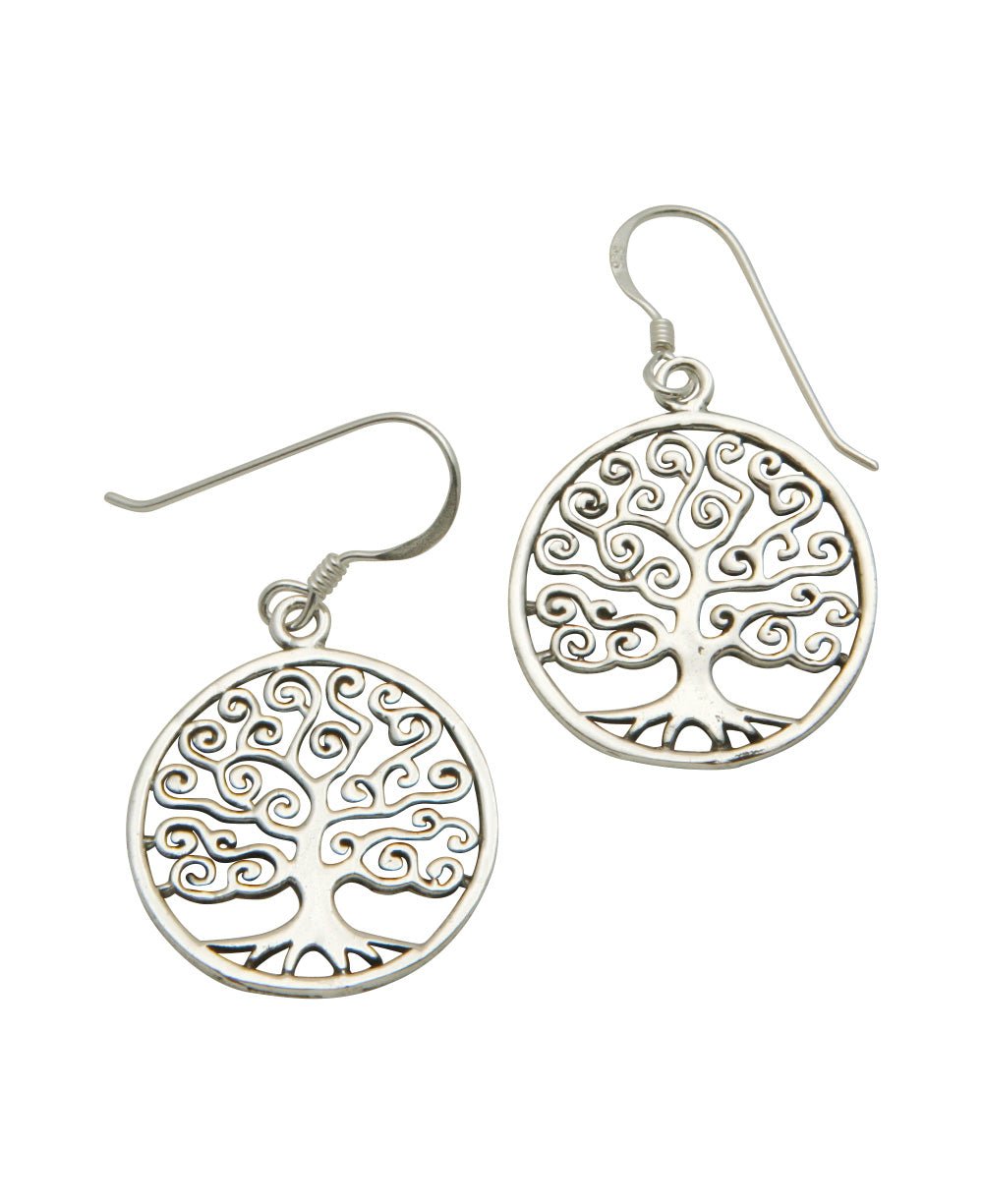 Sterling Silver Swirling Tree of Life Earrings - Earrings