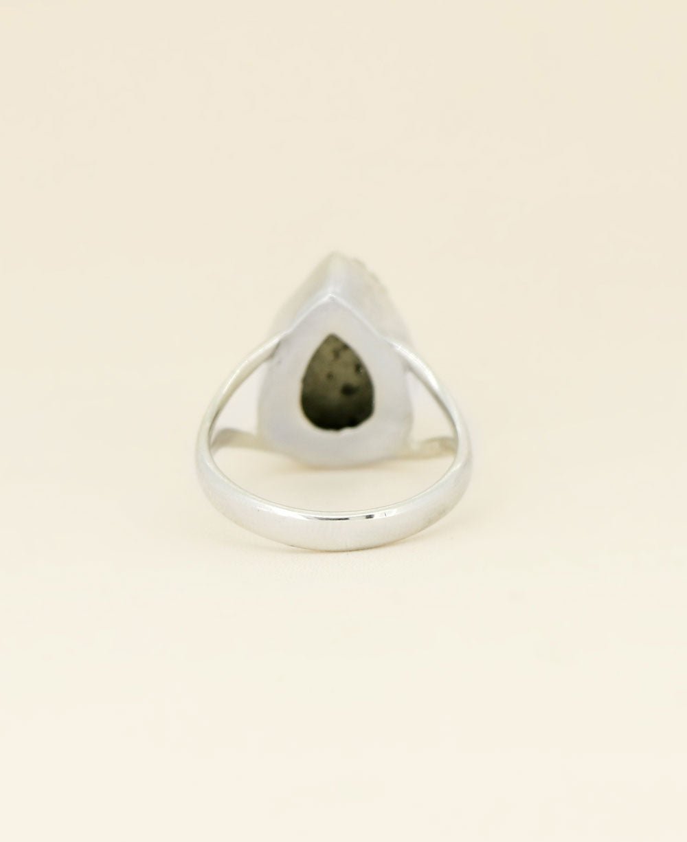 Sterling Silver Teardrop Pyrite Cluster Gemstone Ring - Rings 6