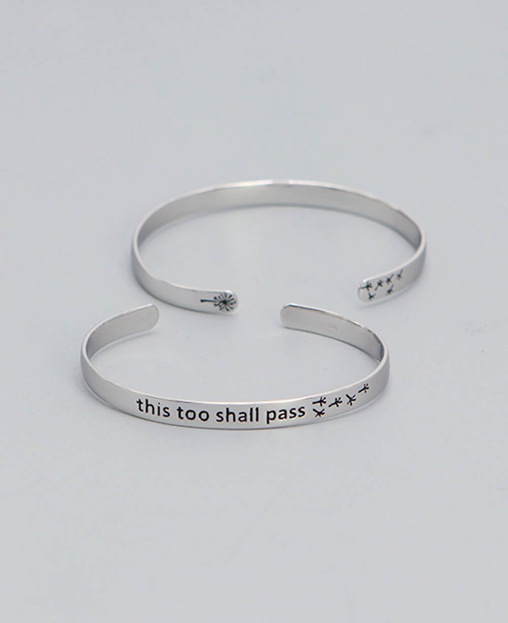 Sterling Silver This Too Shall Pass Mantra Bracelet - Bracelets