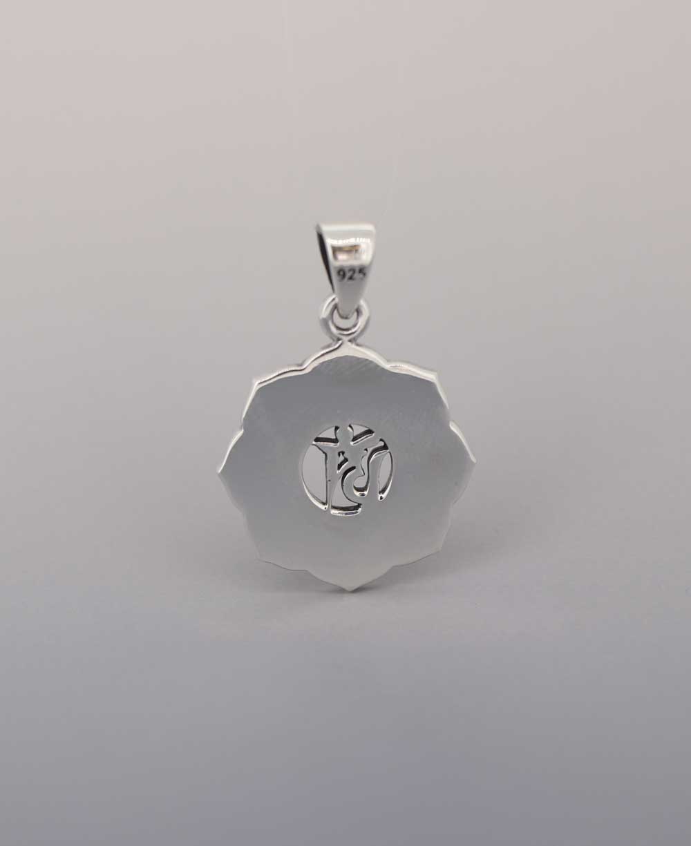 Sterling Silver Tibetan Om Pendant with Auspicious Symbols - Charms & Pendants