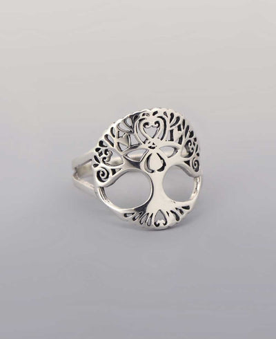 Sterling Silver Tree of Life Love Earth Goddess Ring - Rings Size 6