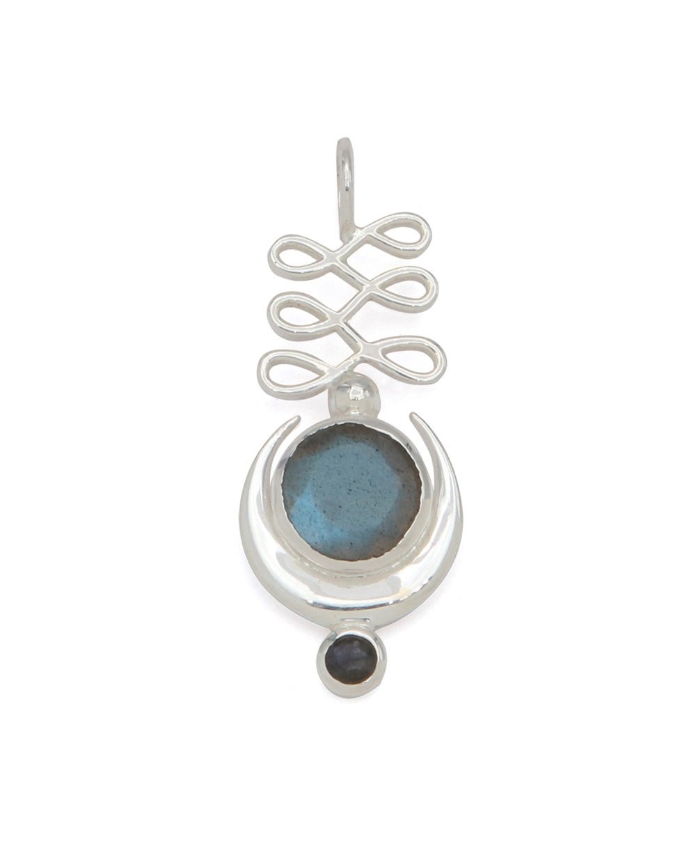Sterling Silver Unalome Moon Labradorite Pendant - Charms & Pendants