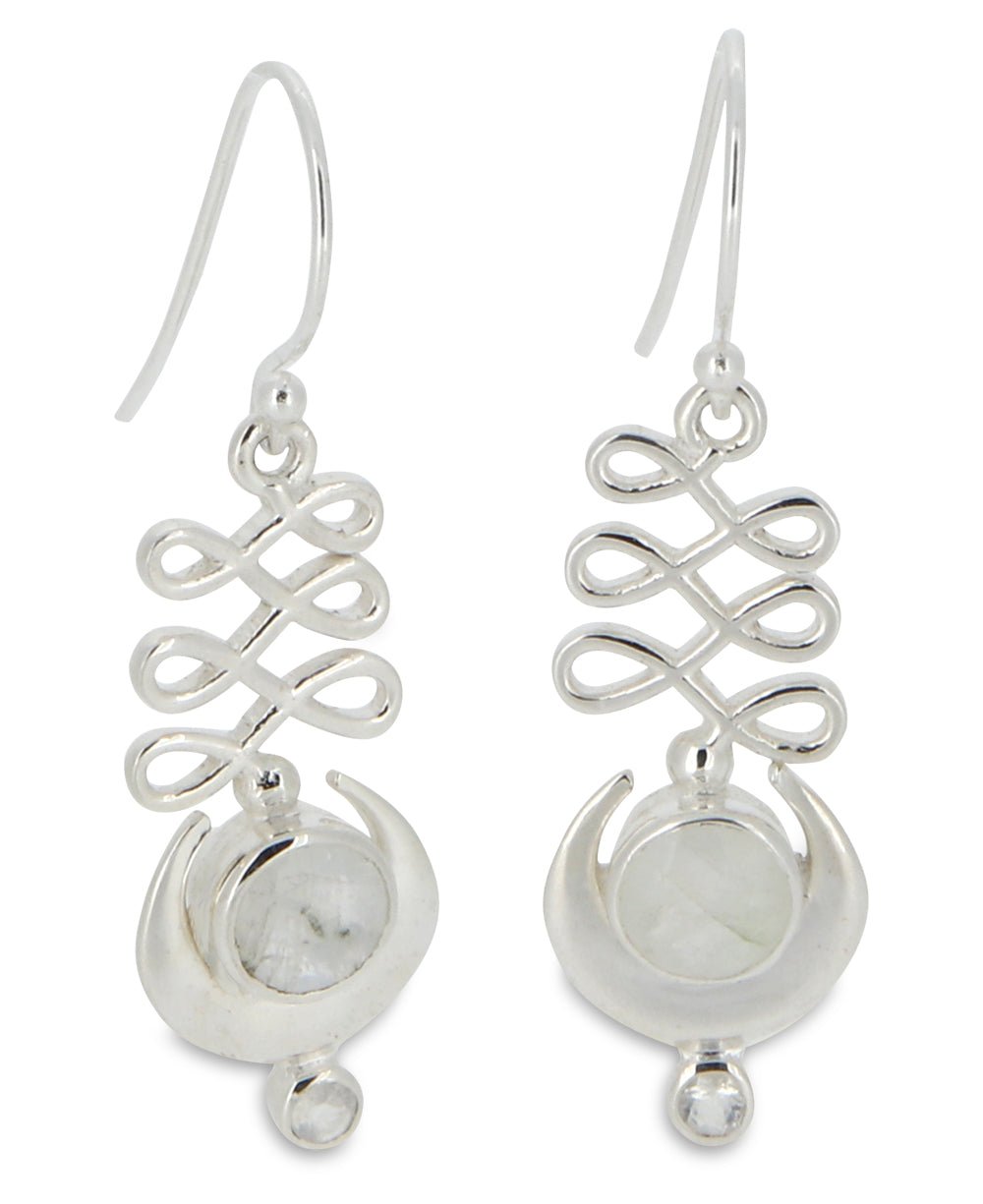 Sterling Silver Unalome Moonstone Earrings - Earrings
