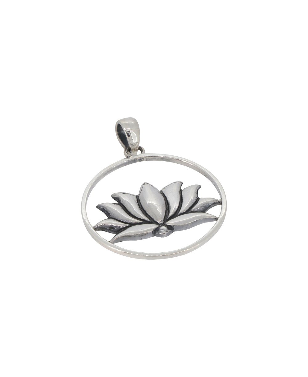 Sterling Silver Wire Frame Lotus Pendant - Charms & Pendants