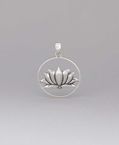 Sterling Silver Wire Frame Lotus Pendant - Charms & Pendants