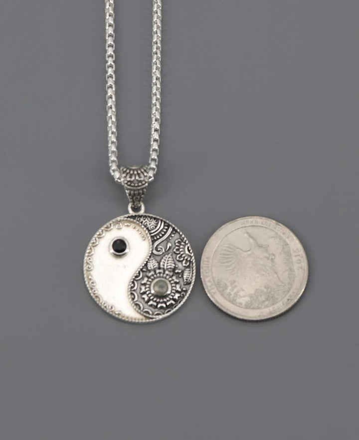 Sterling Silver Yin Yang Necklace For Men & Women - Necklaces 22"+2"