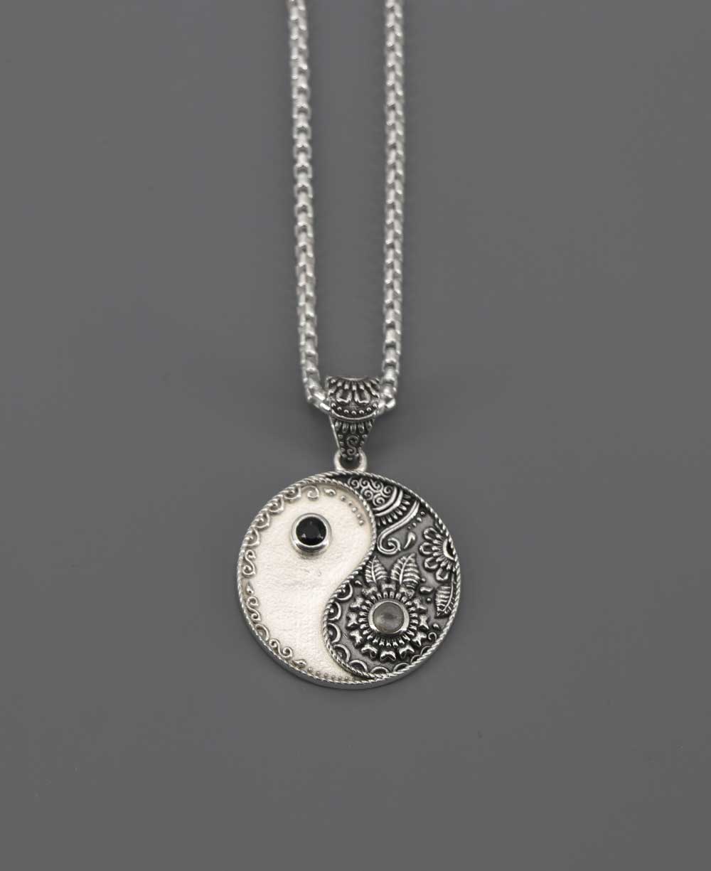 Sterling Silver Yin Yang Necklace For Men & Women - Necklaces 22"+2"