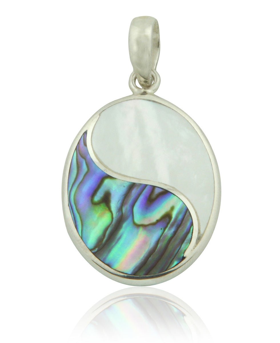 Sterling Silver Yin Yang Pendant with Abalone Shell and Mother of Pearl - Jewelry