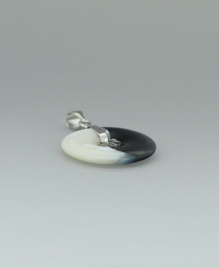 Sterling Silver Yin Yang Pendant with Mother of Pearl and Black Onyx - Charms & Pendants
